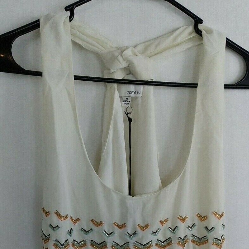 Women's NWT Greylin Ivory With Beaded Accent Blouse Size Medium